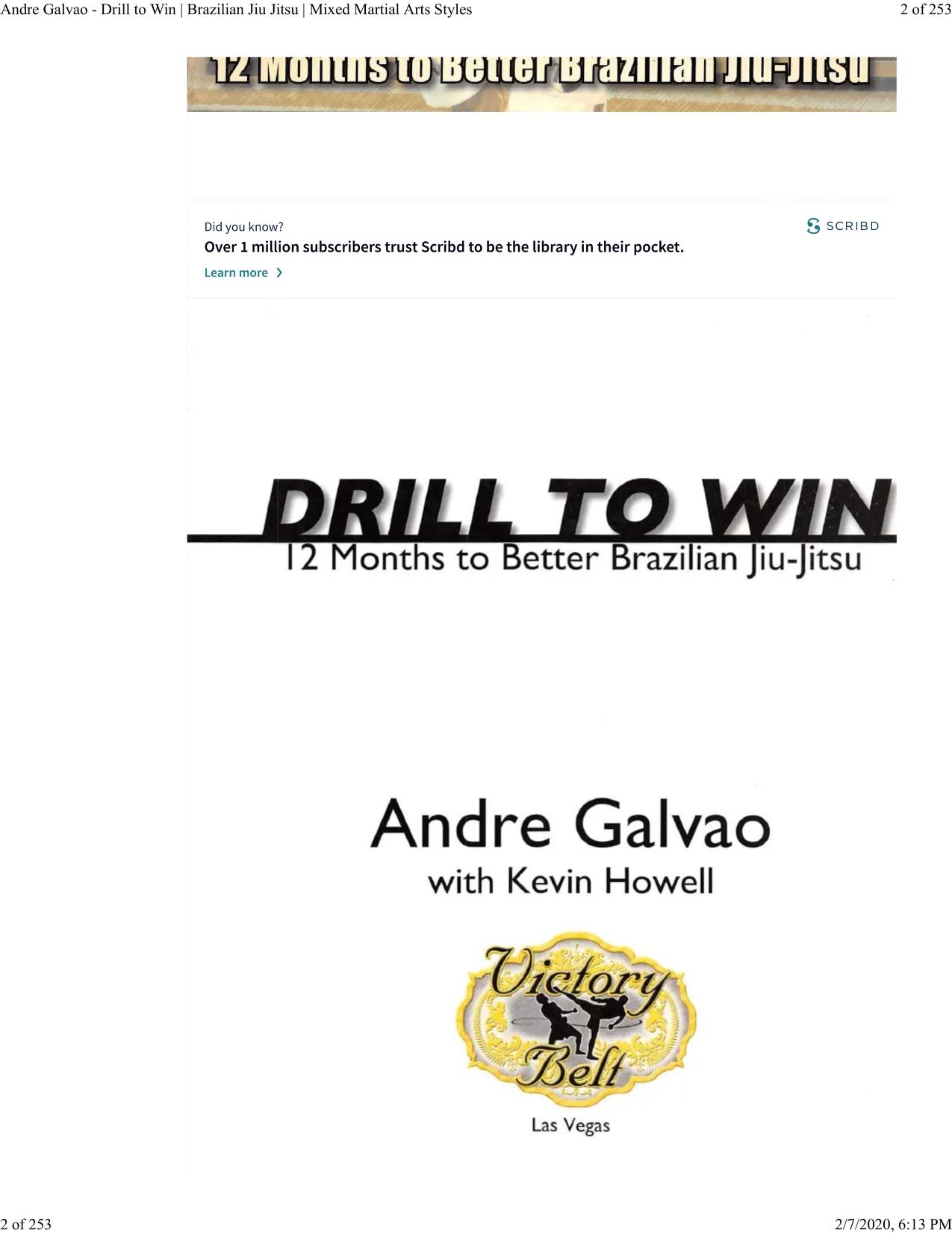 Drill to Win: 12 Months to Better Brazillian Jiu-Jitsu : Andre 